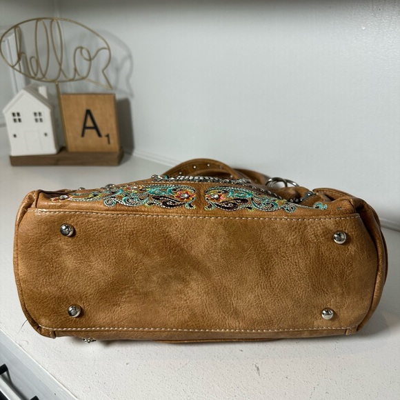 P&G Collection Sugar Skull Concealed Carry Purse Western Tooled Shoulder Bag - Picture 6 of 8